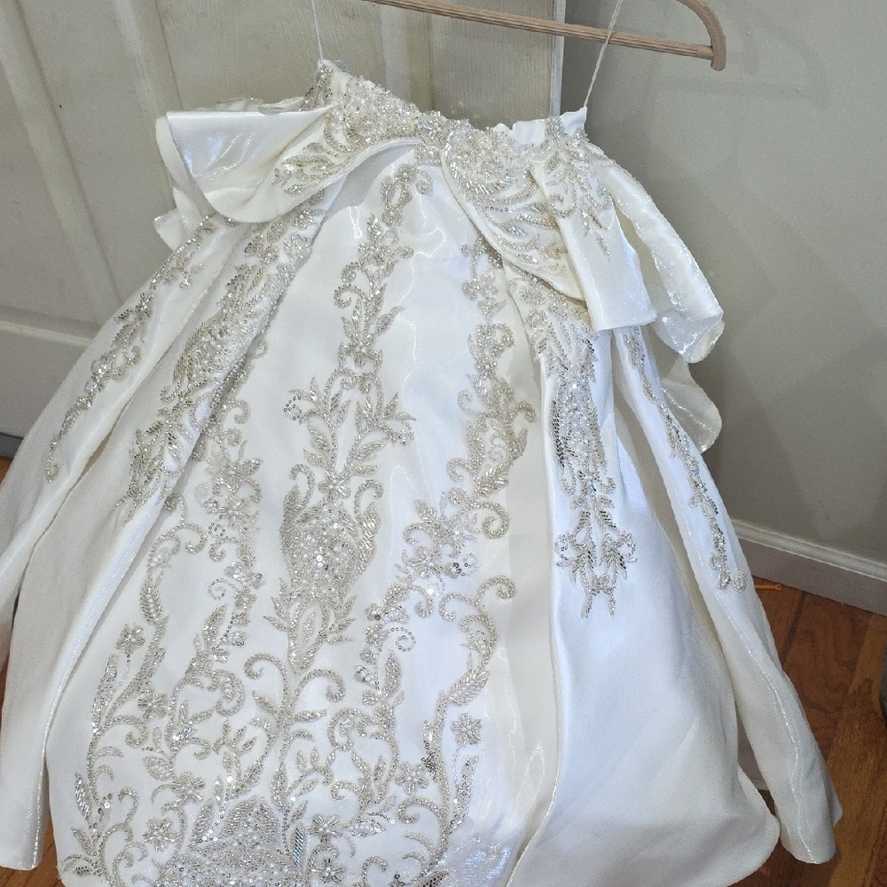 Elegant White and Silver Embellished Gown